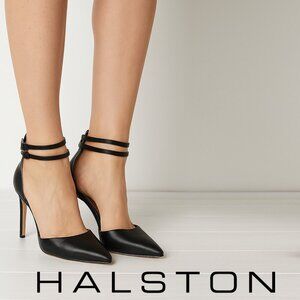 ＨＡＬＳＴＯＮ "London" Napa Leather Double Ankle Strap D'Orsay - Size 8.5